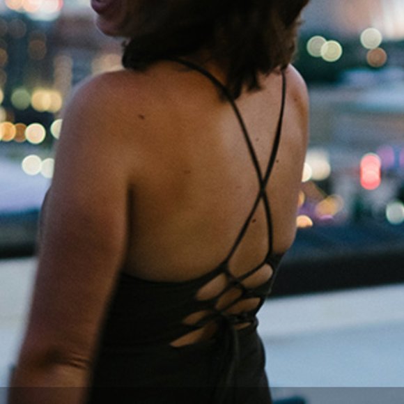 olive green midi dress with tie-up back - Picture 1 of 7